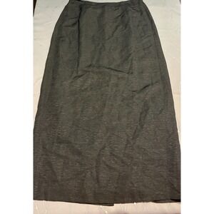 Judith Hart Collection Silk Linen Maxi Skirt Black Textured Column Size 10